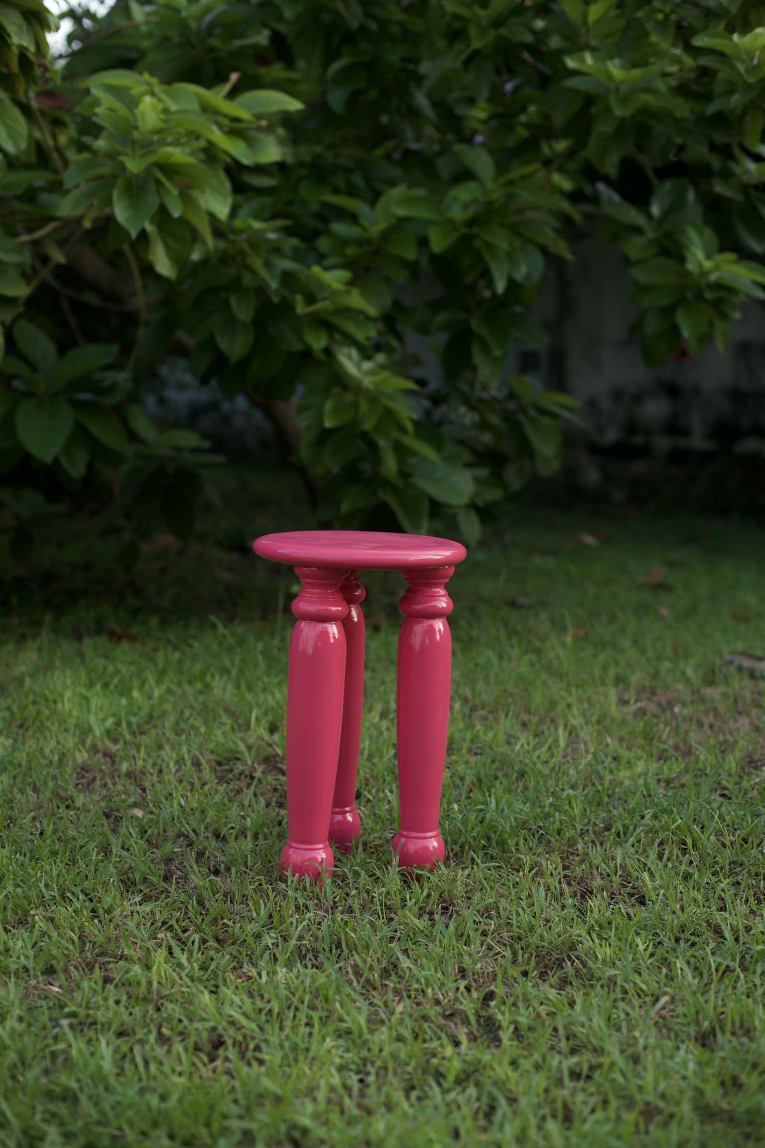 The Sankofa Project — turned stool refinished in gloss pink